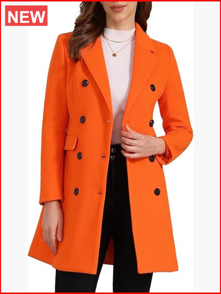 Elegant Notched Lapel Double Breasted Trench Coat Winter Longline